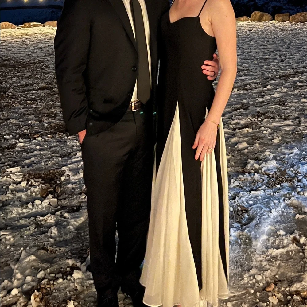 Black and Cream Contrast Maxi Dress / Formal Dress - Picture 6 of 6